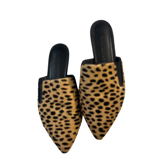 Jenni Kayne Cheetah Pony Hair Mules Shoes Slides 37 US 7 - Picture 1 of 6